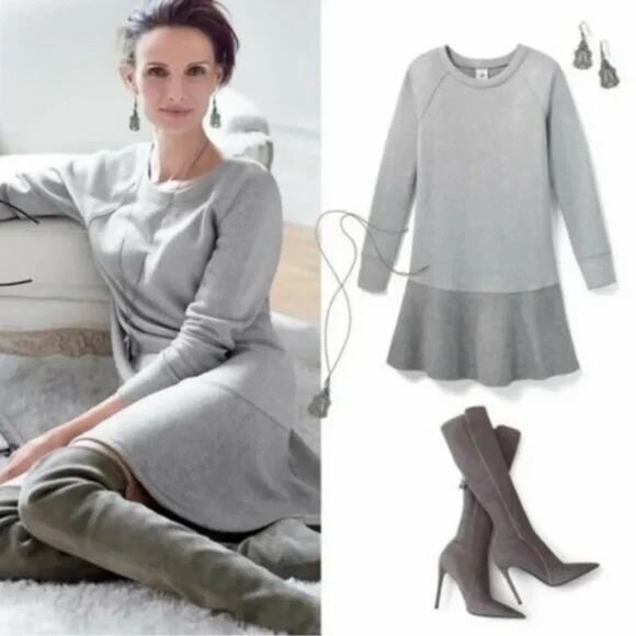Cabi Flashdance Sweater Dress Gray French Terry Drop Waist 3459 Womens Small - Picture 8 of 9